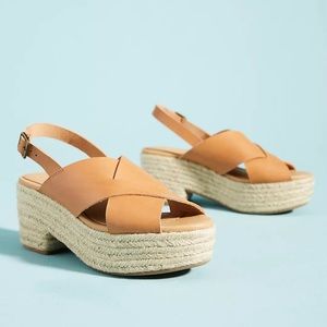 Soludos Amalfi beige/ tan jute Espadrille Platform Heels SZ 8.5 chunky